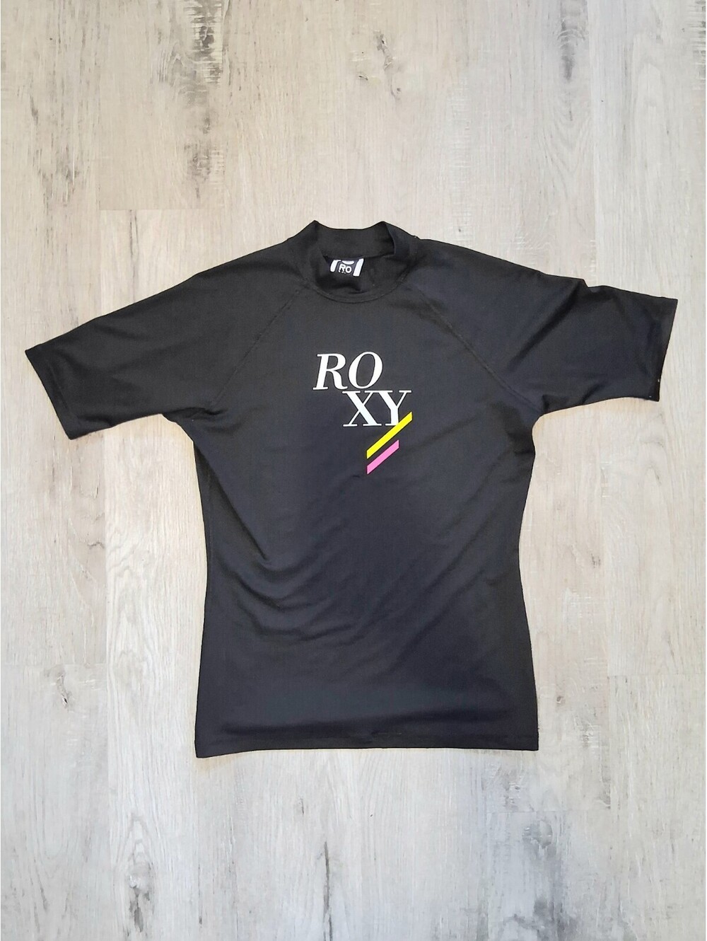 Roxy Girls Size 12 L, Whole Hearted BlackShort Sleeve Rash Guard Swim Shirt
